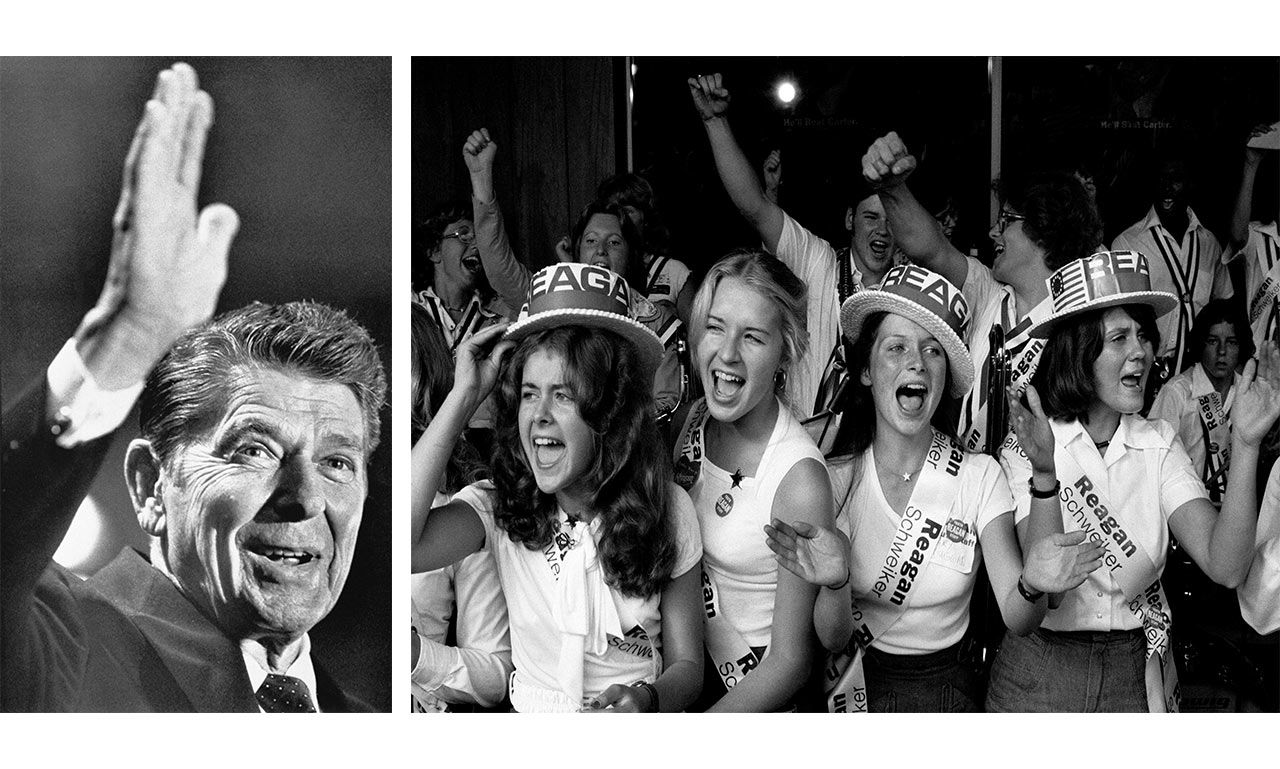 Reagan lost the GOP primary in 1976, but Reagan became the party’s heir apparent. | (left) Photo by Bettmann/Getty, (right) Richard Kalvar/Magnum